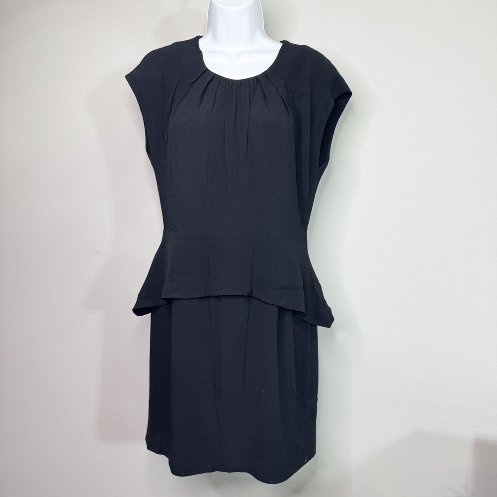 Sandro‎ Dress Womens 2 Black Peplum Short Sleeve Sheath Exposed Zip Work Party